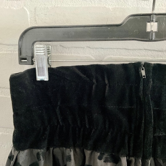 Vintage 80s A-Line Skirt Fairy Flowy Dark Romantic Goth Black Burnout Velvet M - Picture 5 of 6